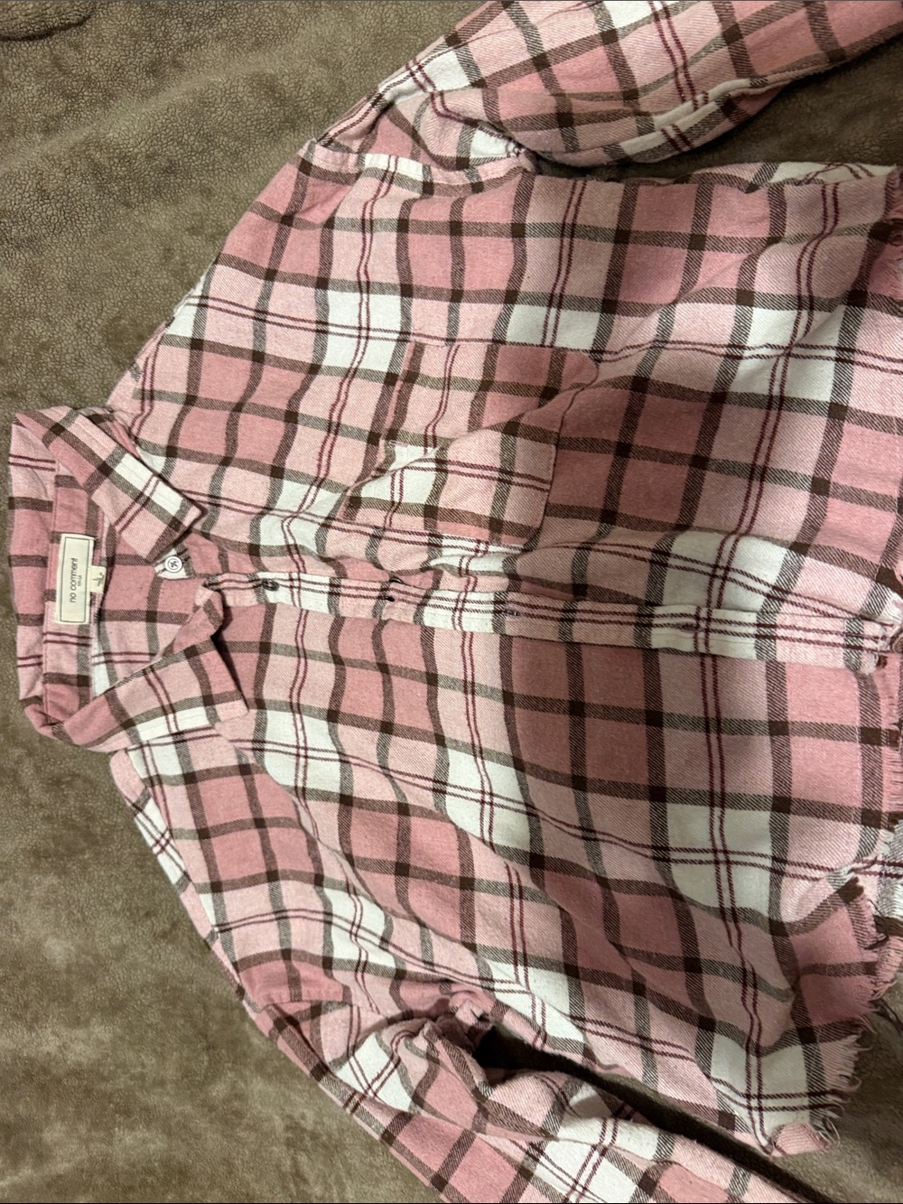 Girls' Pink Plaid Button-Down Shirt - Unknown Brand